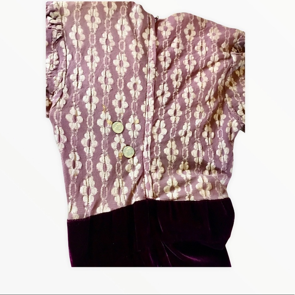 Vintage 70’s Young Inoccent Granny Core Dress Plum w/Purple Velvet Maxi - Picture 12 of 16